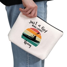 PYOUL Rowing Lovers Gift Just A G-IRL Who Loves Rowing Makeup Bag Rowing Crew Cosmetic Bag Rower Row Team Gift (Loves Rowing Bag)