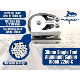 Blue Shark: 38mm Single Upright/Lead Aluminum Sailing Block Choose Quantity (1-Pack) 2250-C