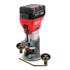 Woodhaven 8371 Trim/Compact/Palm Router Baseplate w/ 2" Bit Hole for Milwaukee M18 Fuel compact routers, Durable Solid White Phenolic, w/Hardware Made in the USA