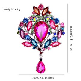 FAIRYGATE Crystal Brooch Pins for Women Crystal Glass Brooches Fashion Corsage Bouquet Rhinestone Decoration Elegant Cloth Lapel Pin for Wedding Party，B3514