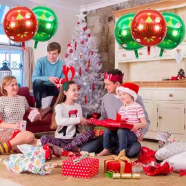 Yaahoony 6pcs Foil Red and Green Balloons for Christmas Party Decorations, Indoor Decorations and Holiday Christmas Party Favors