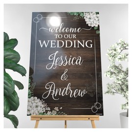 SPEEDYORDERS Rustic Wedding Sign - Custom Wooden Welcome Sign - Reception Poster - Ceremony Sign (2, Paper)