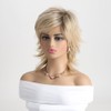 AUBWIG Medium Length Blonde Wigs for Women Natural Fluffy Shaggy