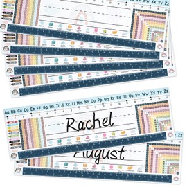 Boho Desk Name Tags for Classroom 25 Student Name Plates with Alphabet Multiplication Chart Fractions,Teacher Name Plates for Classroom Kindergarten,Preschool,1st to 5rd Grade