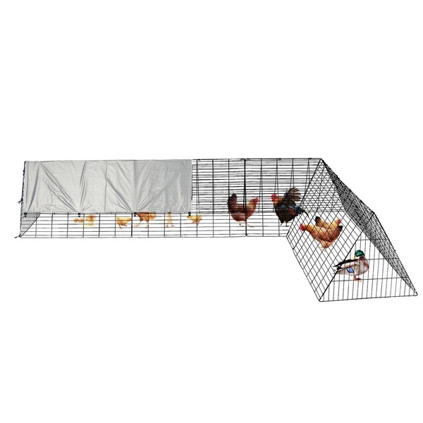 Metal Chicken Coop with Run,Portable Chicken Tunnels with Waterproof Cover,