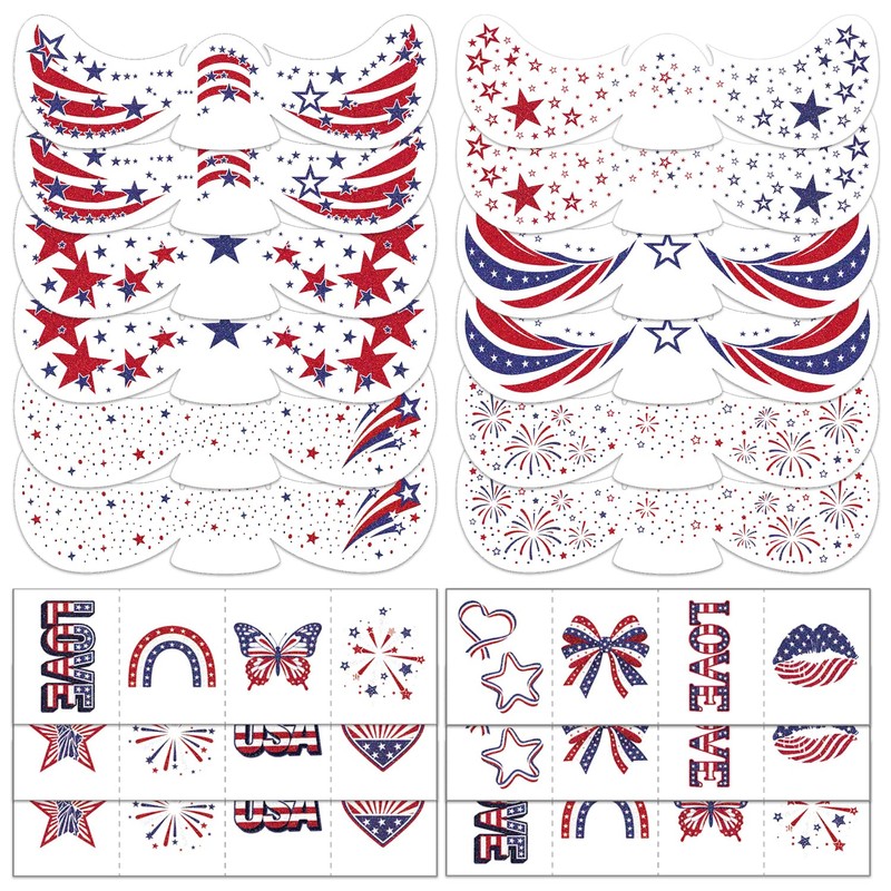 4th of July Freckles Face Tattoos (36 Pcs) or 250th