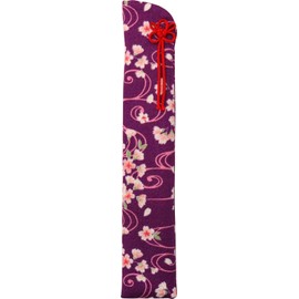 Matsumi Kogei Folding Fan Holder, Embossed/Purple, 8.7 inches (22 cm)