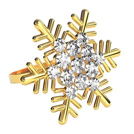 ZeeDix Set of 8 Gold Snowflake Christmas Napkin Rings for Dinning Table Setting- Rustic Dinner Tables Setting Decoration for Wedding Receptions, Christmas, Thanksgiving Holiday Party Dinner Parties