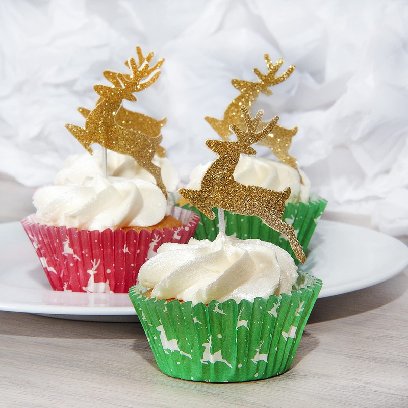 Anniversary House 75 Reindeer Cupcake Cases for Baking, Baking Cups