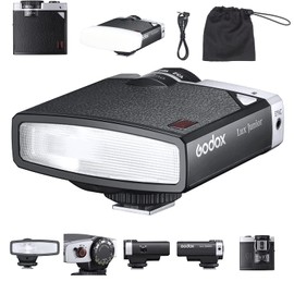 Godox Lux Junior Retro Camera Flash, Speedlite GN12 6000K±200K CCT, Automatic and Manual Modes 1/1-1/64 Flash Performance, 28mm Focal Length for Canon Nikon Sony Fuji Olympus Hot Shoe Cameras