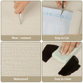 TANONE Grasscloth Peel and Stick Wallpaper 17.7"x 590", Self-Adhesive Removable, Faux Imitation Cloth Textured Wallpaper DIY Contact Pape Waterproof Vinyl Film for Furniture Wall Covering, Beige