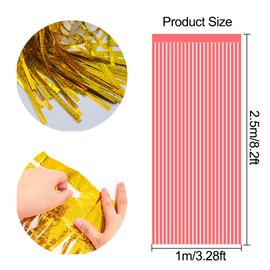 NAVK Gold Tinsel Party Decorations Foil Fringe Curtain, Sparkle Metallic Streamers for Birthday Party Wedding Backdrop-1x2.5m