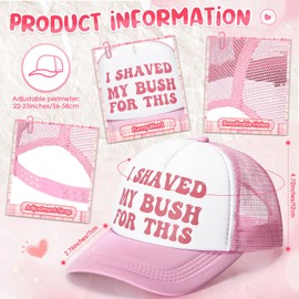 JaGely Funny Trucker Hat for Women Pink Trucker Hat Joke Baseball Cap Classic Adjustable Cap for Women Men Gifts (I Shaved My Bush for This)