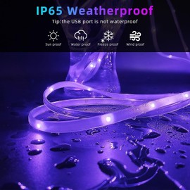 300ft Outdoor Led Strip Lights Waterproof, Trimmable Led Strip Lights Music Sync, RGB IP65 Waterproof Outside Led Lights Strip With Remote & App, Exterior Led Rope Light Waterproof For Pool Roof Yard