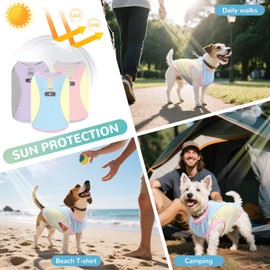 AXIIJGL Dog Cooling Vest with D-Ring Dog Tshirt Sun Protection Small Puppy Clothes for Girls Boys Stretchy Shirts for Dogs Lightweight Breathable Shirt French Bulldog Frenchie Dachshund Clothes