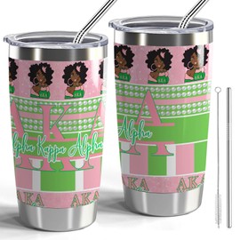 CWEGSJ AKA Sorority Gifts for Women Paraphernalia Sorority Sisterhood 20oz Stainless Steel Tumbler with Lid and Straw 1908 Double Wall Vacuum Insulated Tumbler (Sorority-Africa Girl)