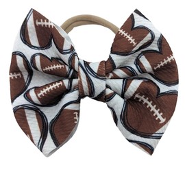 Football Bow and Nylon Headband, Handmade Bullet Fabric Sports Bow Soft Nylon (Football Headband- 4 Inch)
