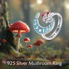 YAFEINI Mushroom Rings Sterling Silver Turquoise Adjustable Open Rings Mushroom
