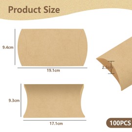 QYCX 100Pcs Kraft Pillow Boxes, Small Gift Boxes, Pillow Boxes, Brown Candy Favor Paper Boxes Christmas Gift Boxes 7.3*3.7 Inches Candy Boxes Brown Paper Pillow Candy Box Mini Party Favor Boxes Kraft Paper Gift Boxes Treat Boxes Wedding Gift Boxes for Ba