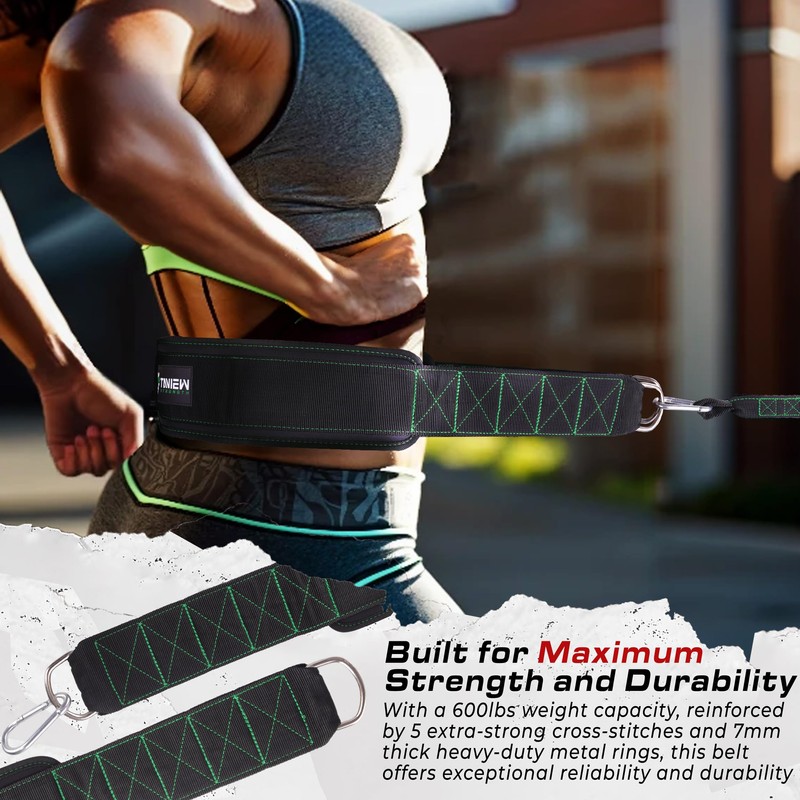 Sled Pulling Belt with Adjustable Closure, 2 Sled Pulling Straps