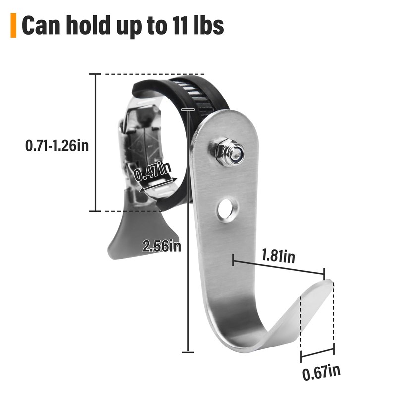 DOVORSY Tube Rod Hooks,Stainless Steel Adjustable J Hooks, for 0.71"-1.26"