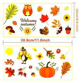 72 Pieces Fall Leaves Window Clings, Thanksgiving Maple Window Stickers, Autumn Decals Party Decor Ornaments Home Office Decorations