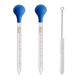 Pipettes, 2Pcs Dropper, Droppers for Oils, Glass Dropper, Graduated Dropper Lab Pipettes Dropper Glass Liquid Pipette with Big Rubber Hat and Cleaning Brush, Pipette Transfer for Liquid Essential Oil