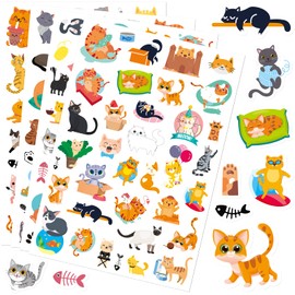 Cute Cat Stickers Kitty Decal Sticker 685 Counts Party Gifts Goodie Bags Decor School Reward Animal Birthday Party Favors Vinyl Waterproof Cat Water Bottle Laptop Stickers Invitation Decor