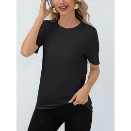 BLMFAION Women Workout Tops Short Sleeve Gym Shirts Summer Athletic Yoga Loose Fit Tshirts (Black,XX-Large)