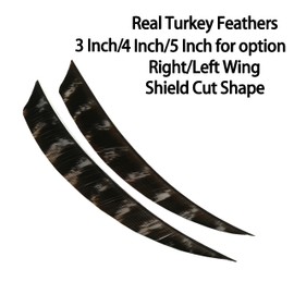 wolfman 50pcs 3" 4" 5”Shield Cut Archery Fletches Arrow Feathers Turkey Feather Right/Left Wing for DIY Hunting Arrows Accessories (4 Inch, Left Wing)