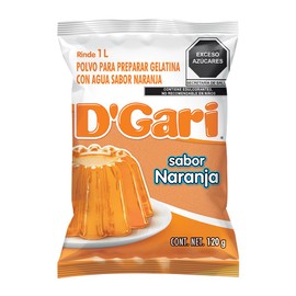 DGari Polvo para preparar gelatina con agua sabor naranja