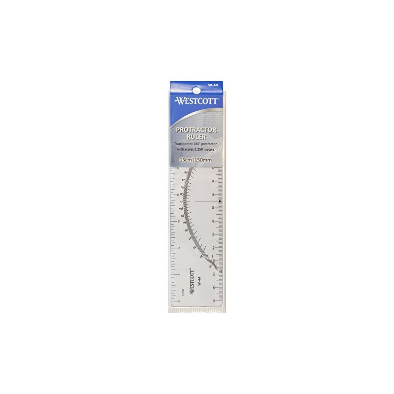 Westcott Protractor Ruler, 6", Transparent (W-44)