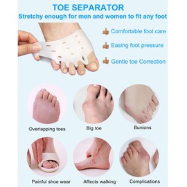 2 Pairs Silicone Toe Separators, Bunion Corrector Cushion, Metatarsal Pads, Ball of Foot Cushions, Breathable Soft Gel Foot Cushions for Men Women Straighten Overlapping Toes, Realign Crooked Toes