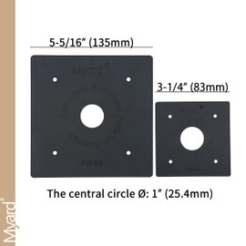 Myard 6x6 Post Base Plate for Wood Post, Anti-UV Sturdy 1-inch Stand-Off Wood to Concrete Base Plate, Thickened Sides, Support Patio Decking, Pavilion, Porch, Handrail Railing (6" x 6", 2-Pack)
