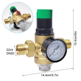 Pressure Regulator Water 3/4 Inch Pressure Regulator DN 20, Pressure Regulator Water, Brass Water Pressure Reducer Relief Valve for Regulating Water Pressure for Homes Buildings Factories