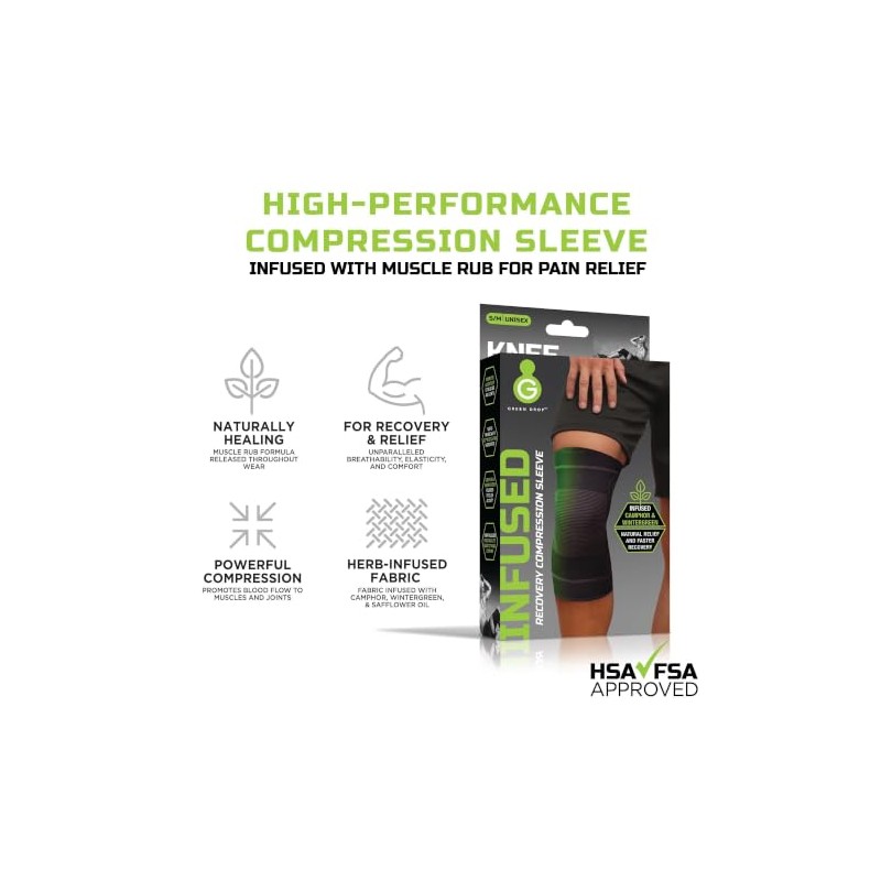 Green Drop Herb-Infused Knee Compression Sleeve for Men & Women