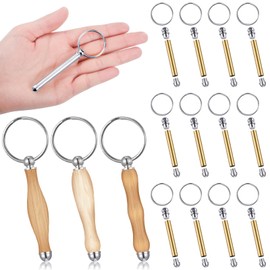 XunYee 12 Pcs WoodTurning Keychain Kit Woodturning Project Kit Wood Turning accessories Mandrel Woodturning keychain for Carpentry woodworker gift (Sliver)