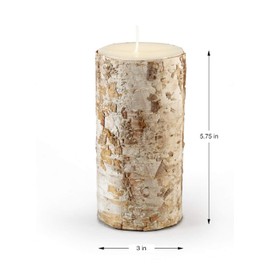 Serene Spaces Living Birch Bark Candle, Set of 3 Medium Size – Pillar Style Candle Brings Nature Indoors, Ideal for Weddings, Parties, Events, Restaurants, Home Decor, 3" in Diameter & 5.75" Tall