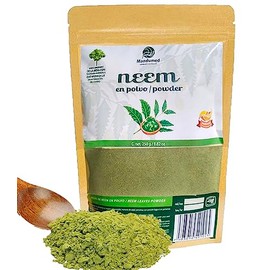 Hojas de Neem en Polvo 250 G, Hoja de Neem pulverizada 100% Natural Azadirachta indica Leaf Neem, Mandumed Granja Ecológica