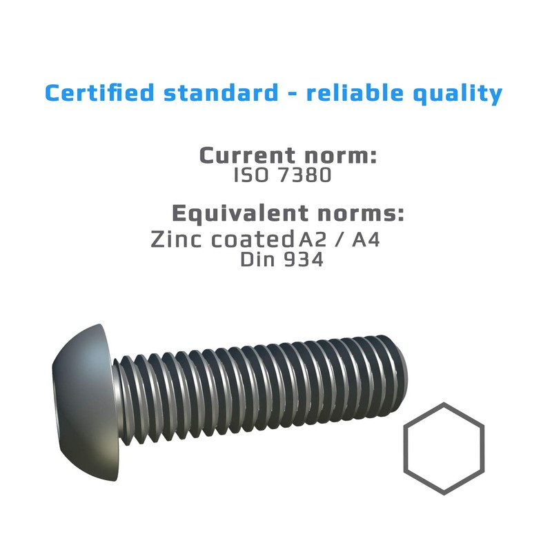 M8 (40mm) Hex Socket Button Screw (Pack of 5) Buttons