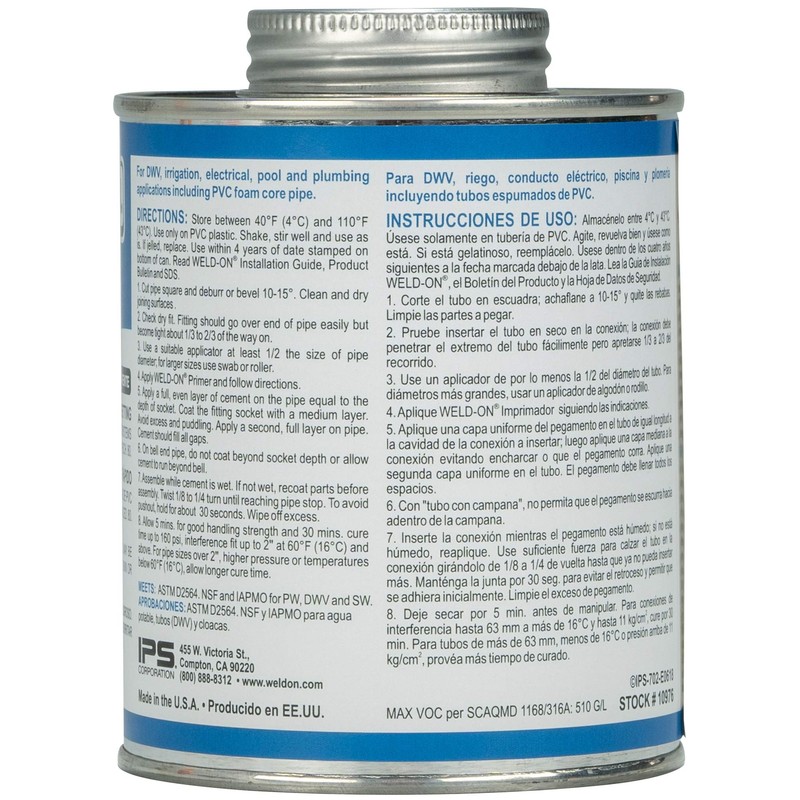 Weld-On 10976 702 PVC Regular-Bodied High-Strength Solvent Cement - Fast-Setting
