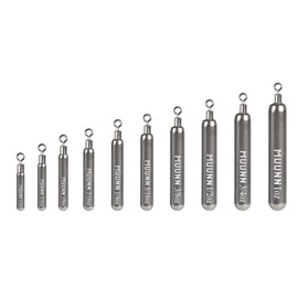 MUUNN 10 Pack Tungsten Free Rig Skinny Drop Shot Weights,Raindrop Free Rig Fishing Sinkers kit for Drop Shot Rig,97% Density Tungsten Fishing Weights(Plain,1/8oz)