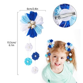 2 Pack Flower Hair Clips for Girls, Blue Hair Bows Girl’s Hair Clips Flower Hair Accessories for Toddler Girls