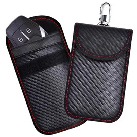 2 UR DOOR Faraday Key Fob Protector Pouch - Compact Carbon Fiber Signal Blocking Bag for Car Keys and Wallets, RFID Blocking Anti-Theft Remote Entry Protection (Pack of 1)