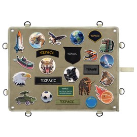Yzpacc Tactical Morale Patch Display Board, Hook & Loop Surface, D-Rings & Patches Panel, Bracket for Military Army