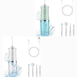 4-Pack Electric Water Flosser with Smart Chip, Portable Oral Irrigator with Detachable Water Tank, USB:_WHITE+PINK