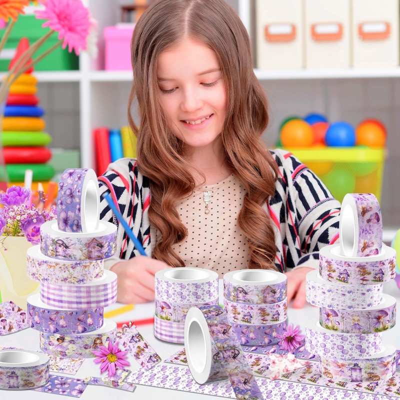 Fairy Washi Tape 12 Rolls Purple Decorative Tape Masking Tape