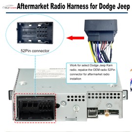 16Pin ISO Aftermarket Radio Harness Adapter Compatible with Chrysler 2015-2018 Dodge 2014-2019 Jeep 2018-2019, 16Pin Android Car Stereo Wiring Harness with SWC Reverse for Ram Cherokee