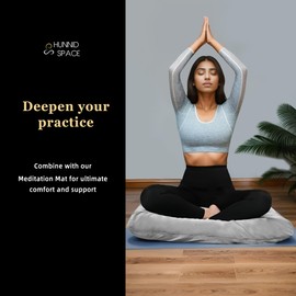 hunnidspace Meditation Zafu Cushion Set with Buckwheat Hulls & Memory Foam - Ergonomic Support for Yoga & Sitting - Removable Machine-Washable Luxury Velvet Cover - for Adults and Kids (Grey)