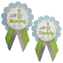 Mommy to Be & Daddy to Be Pin Dinosaur Baby Shower Pin for parents to wear, Blue & Green, It's a Girl, It's a Boy Baby Sprinkle